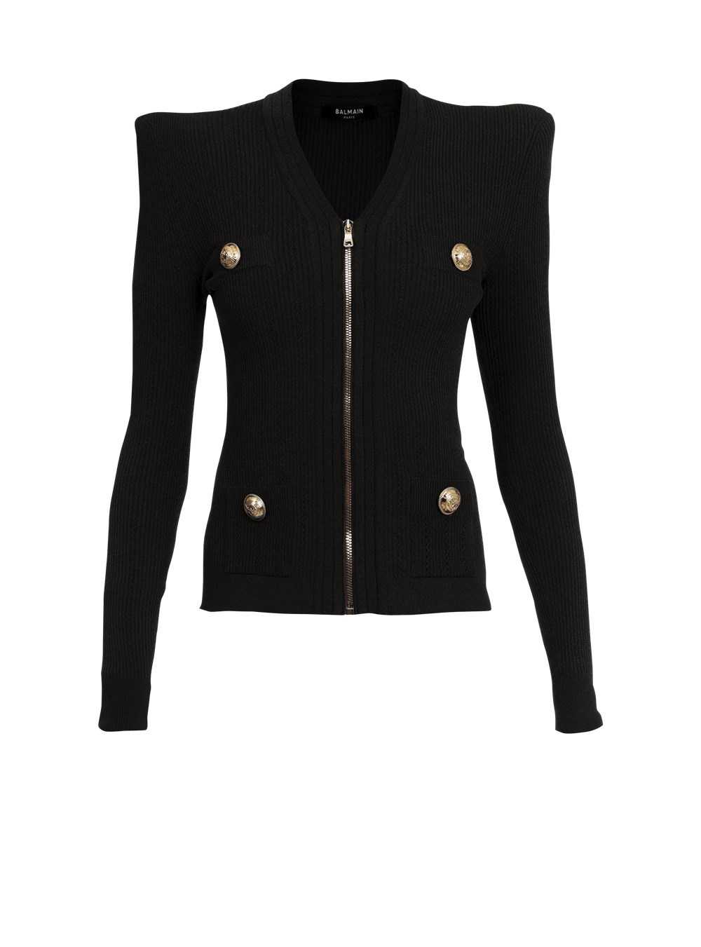 Balmain Knit Cardigan With Decorative Buttons Black | TYARIEH-57