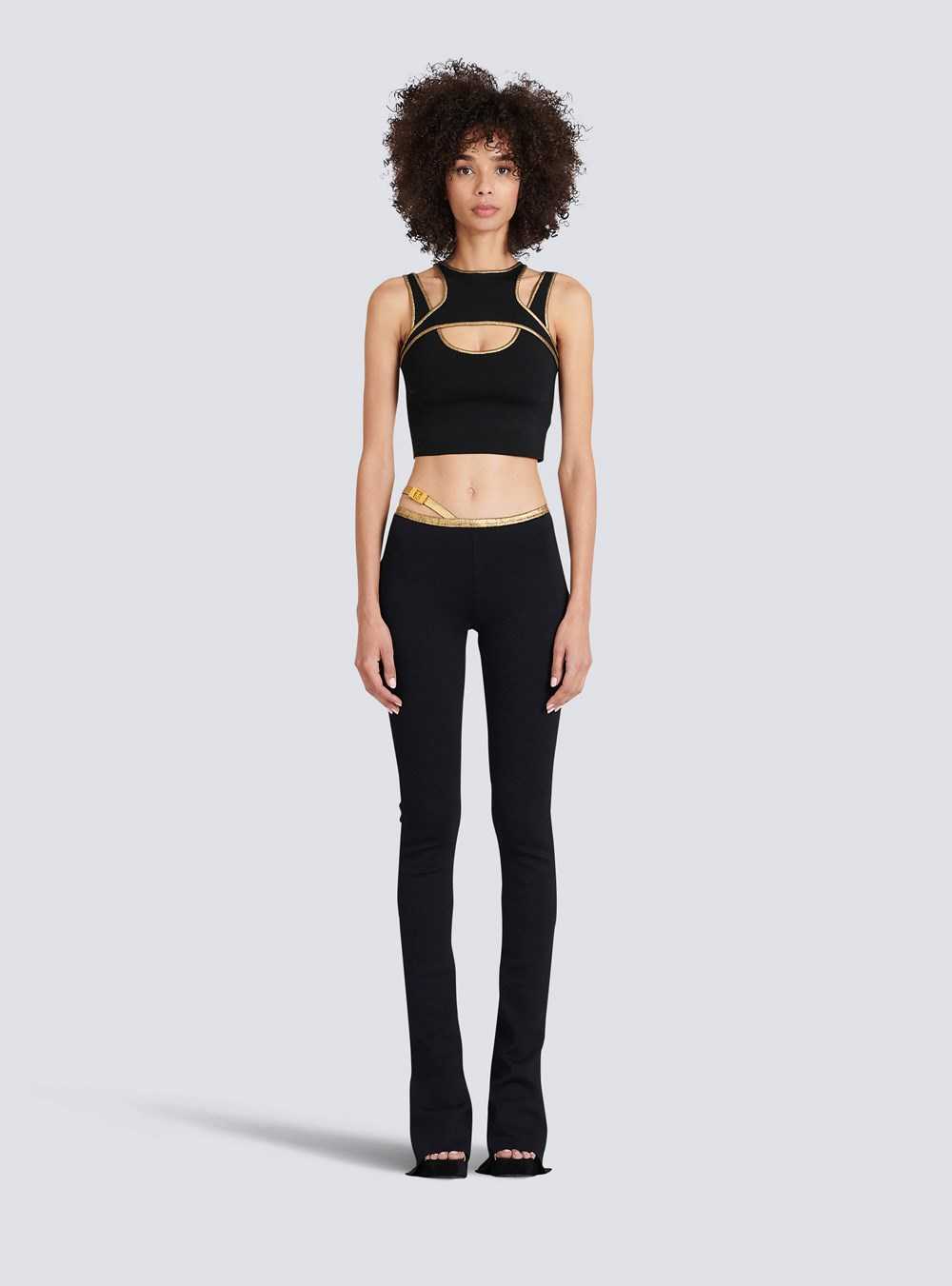 Balmain Knit Crop Top Black | FJBOVSH-97