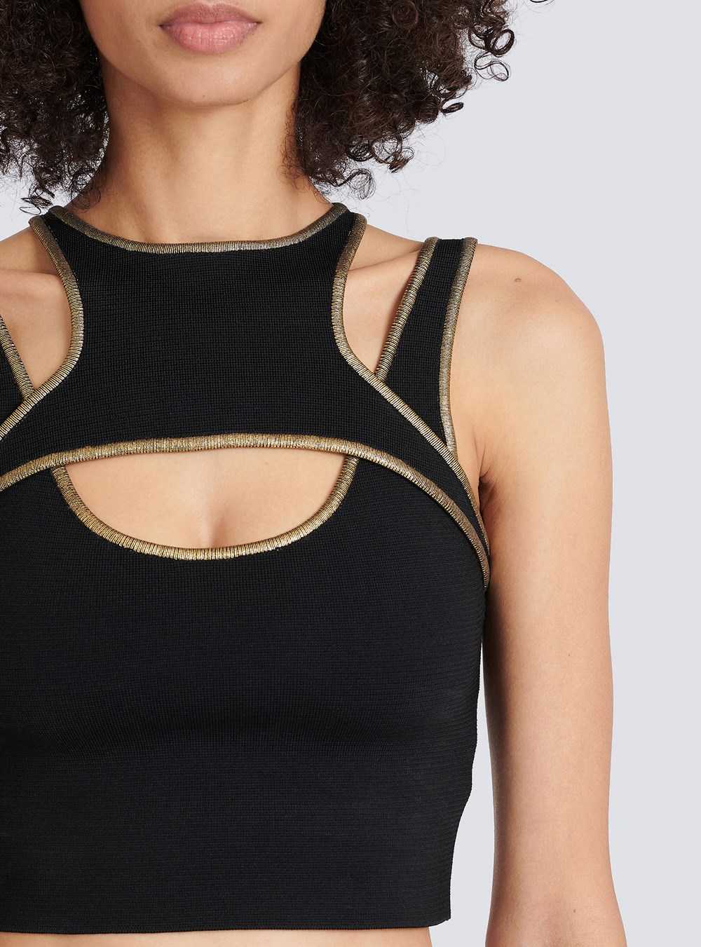 Balmain Knit Crop Top Black | FJBOVSH-97