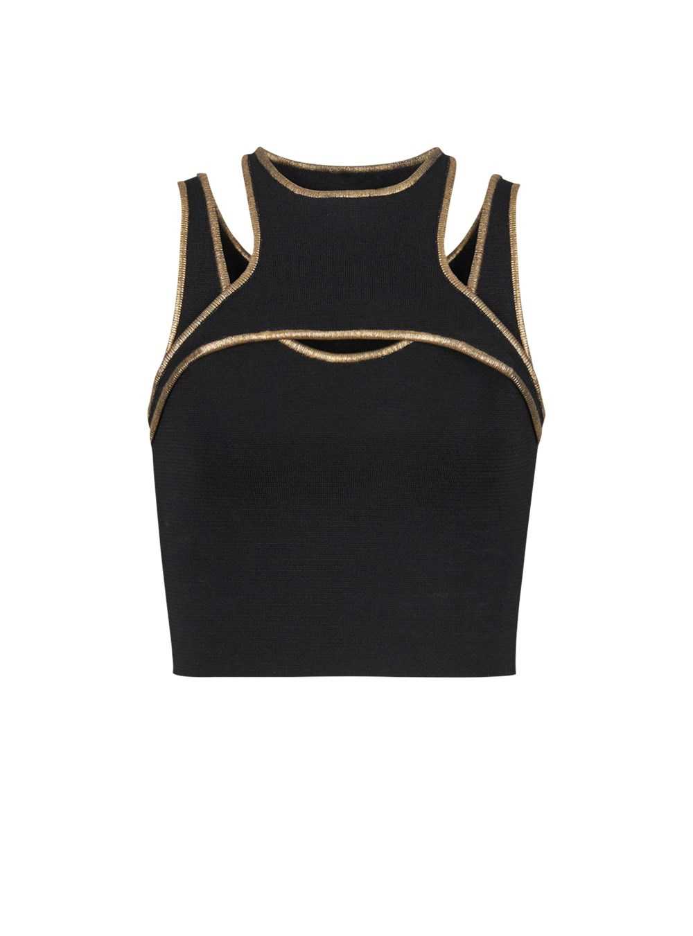 Balmain Knit Crop Top Black | FJBOVSH-97