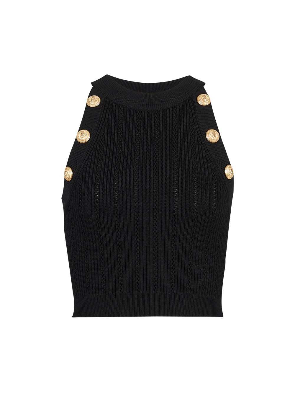 Balmain Knit Crop Top Black | NJCOTIR-12