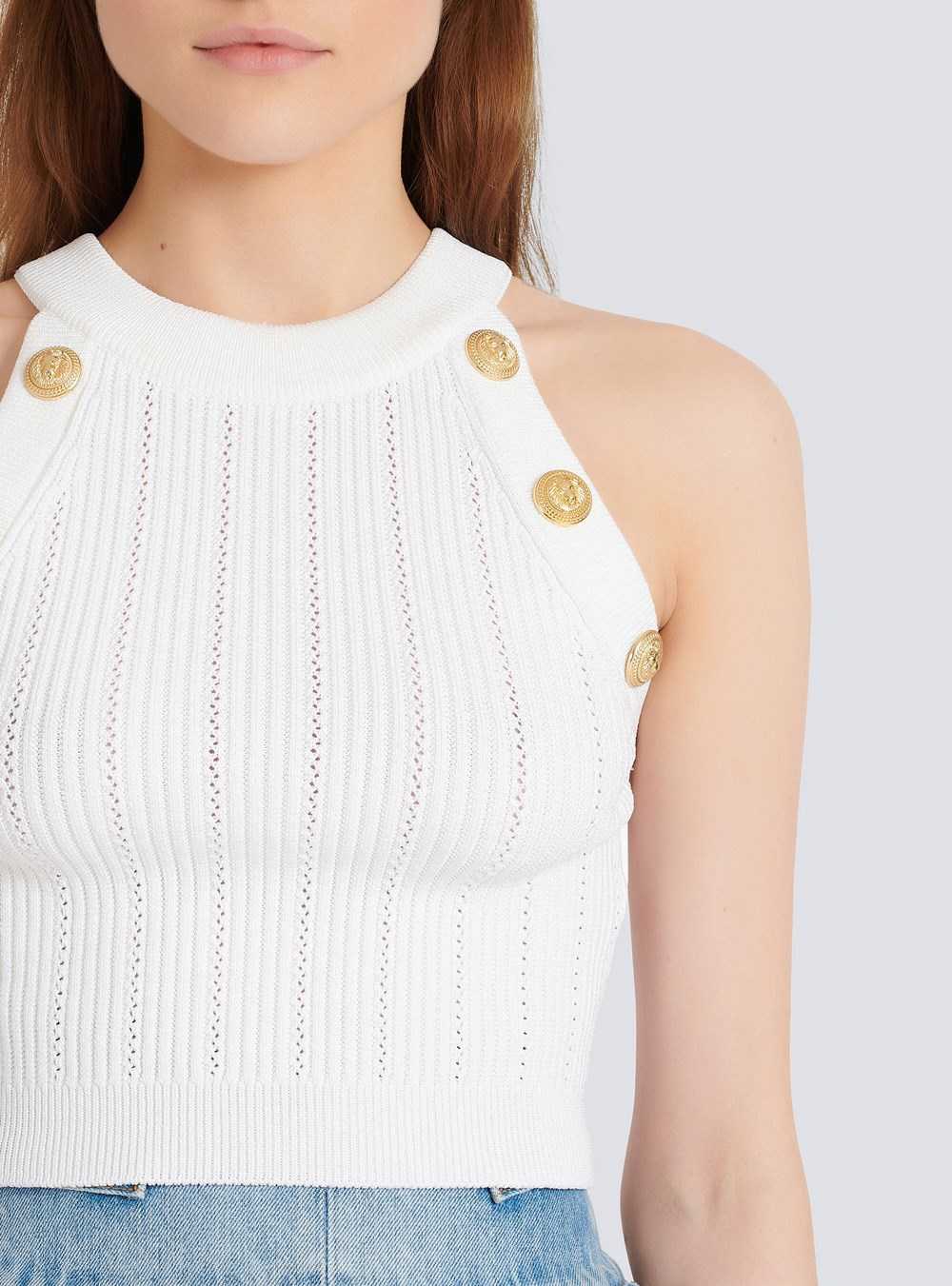 Balmain Knit Crop Top White | UMBJWRY-83