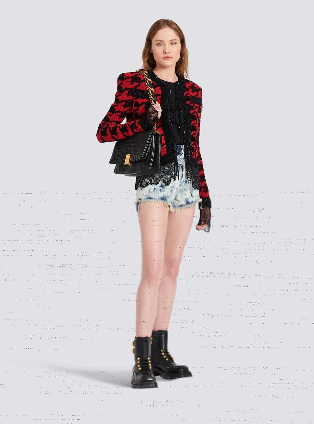 Balmain Knit Destroyed Jacket Red | WIFJHSX-97