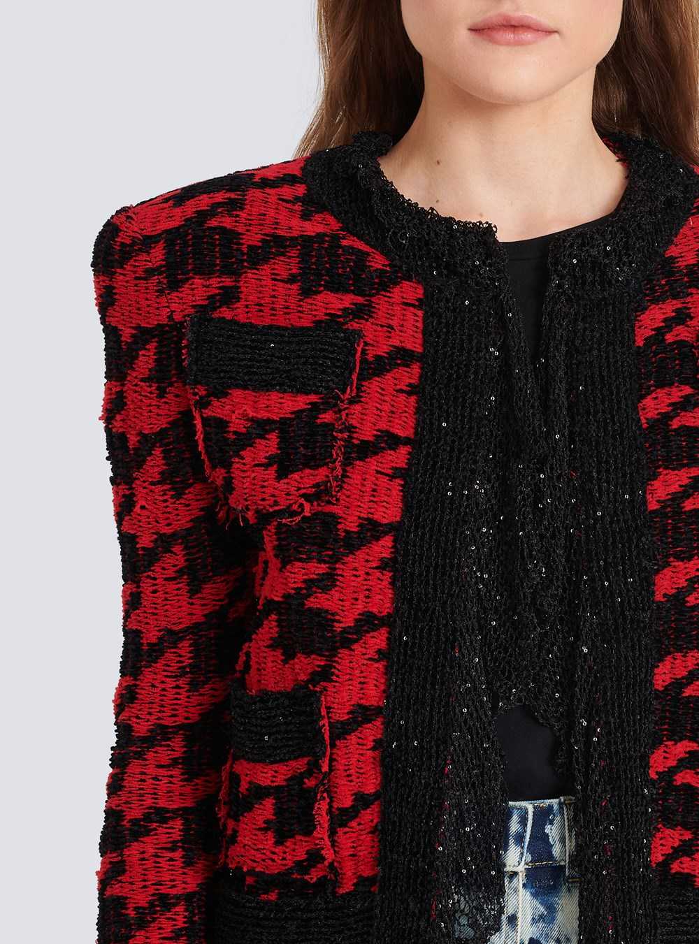 Balmain Knit Destroyed Jacket Red | WIFJHSX-97