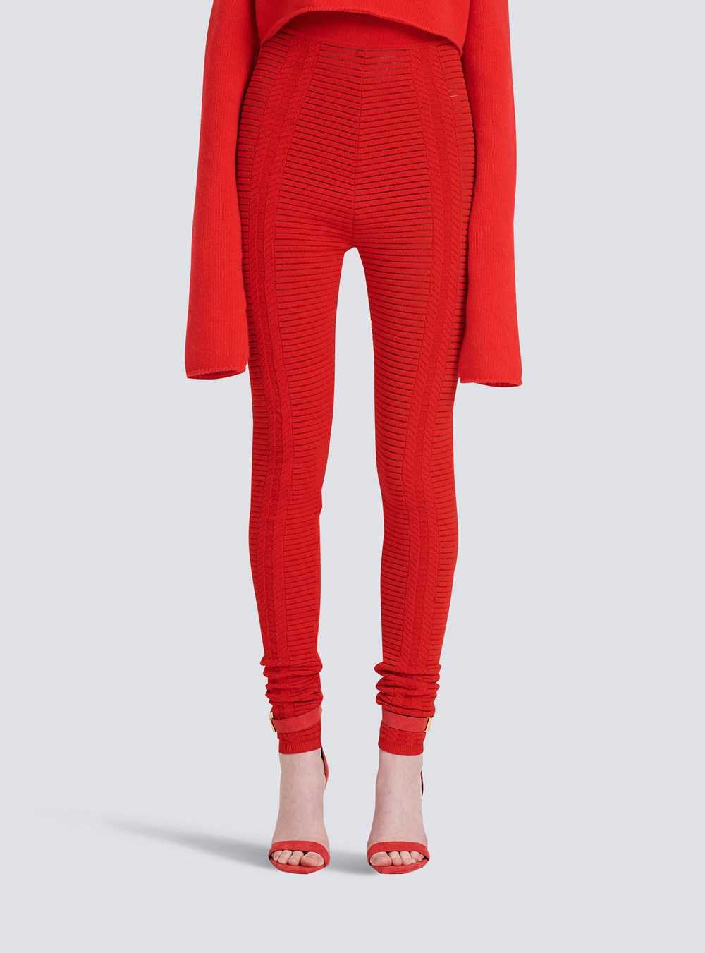 Balmain Knit Leggings Red | SQYHKDV-19