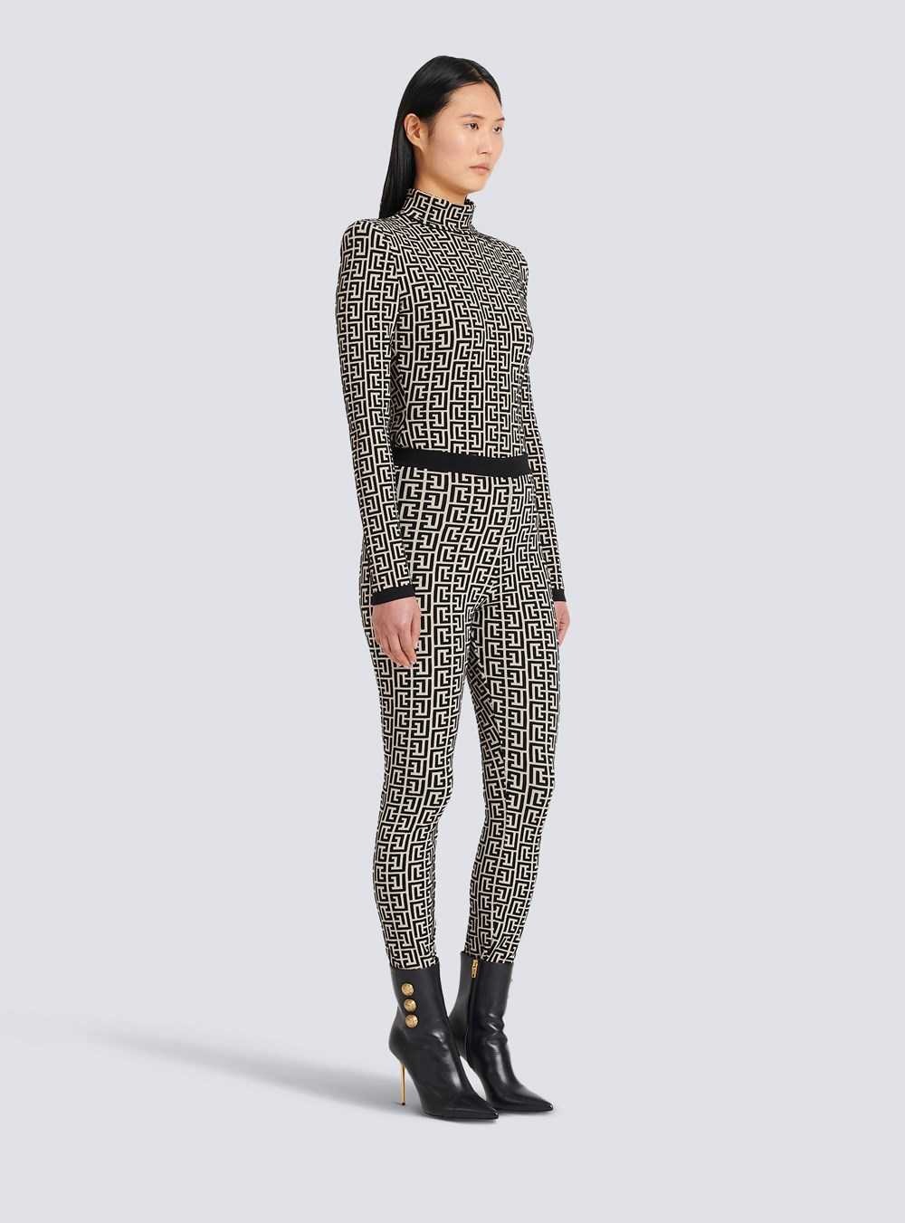 Balmain Knit Leggings With Balmain Monogram Black | JGRZHPB-05