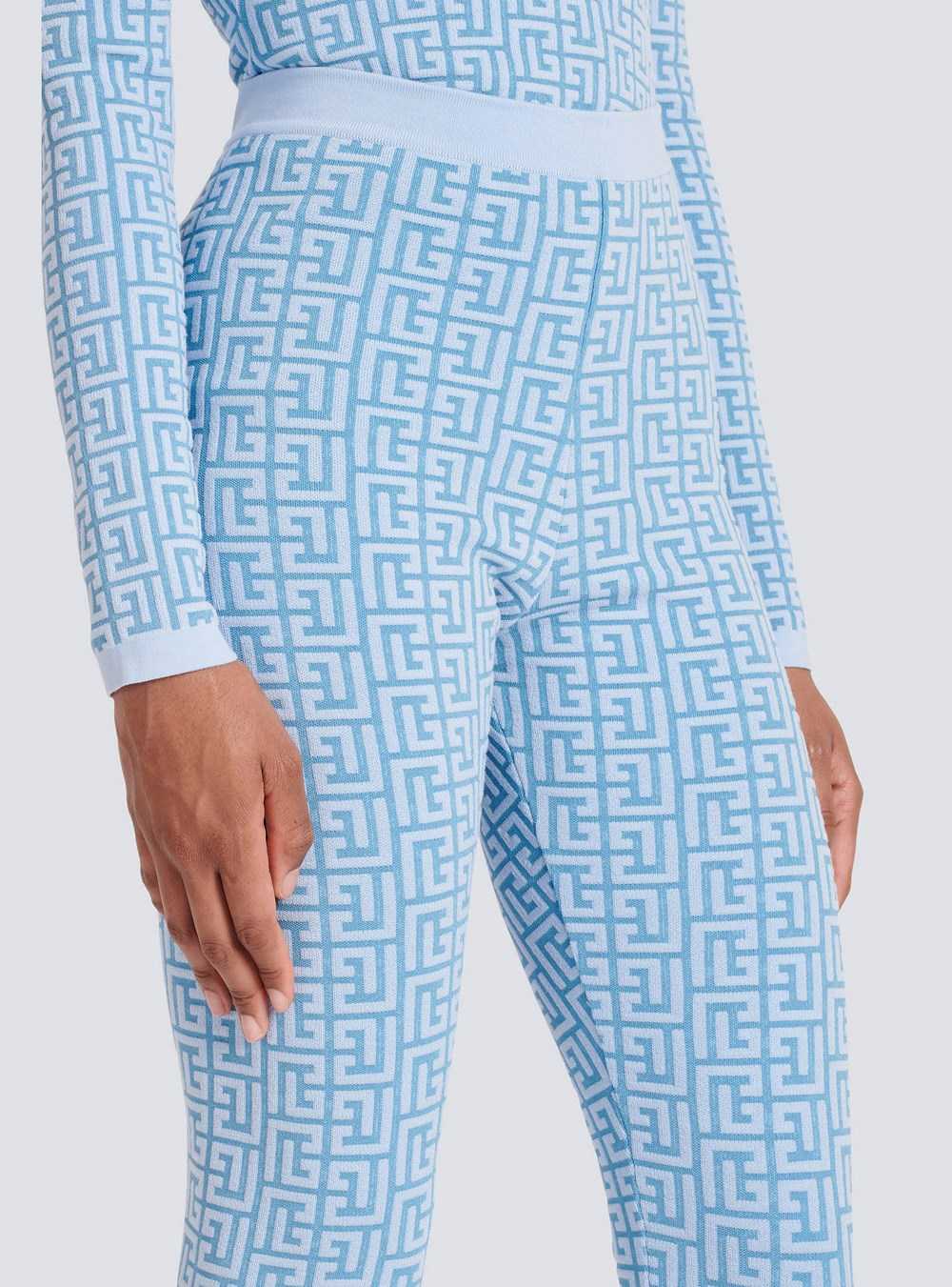 Balmain Knit Leggings With Balmain Monogram Blue | UOPEGIS-91