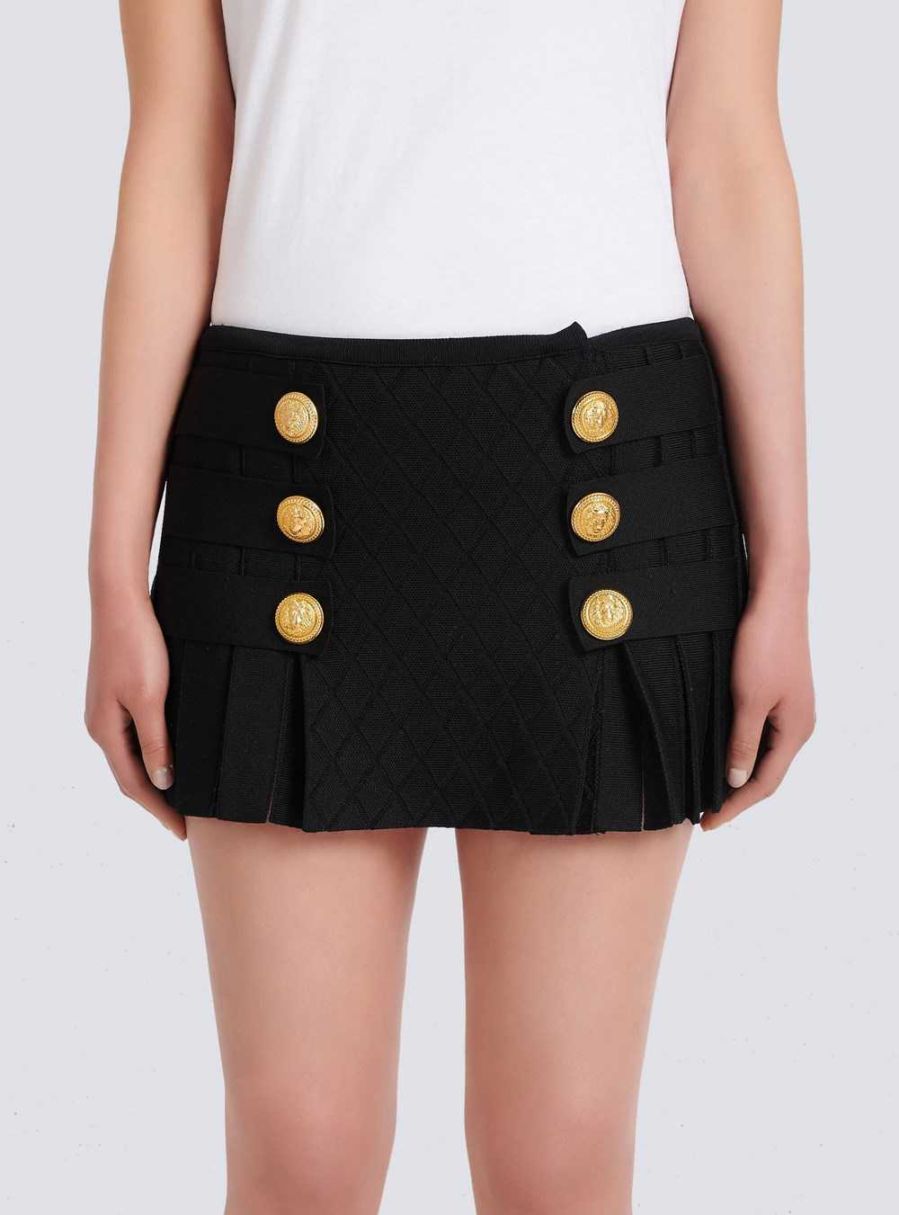 Balmain Knit Pleated Skirt Black | GQACSDR-71