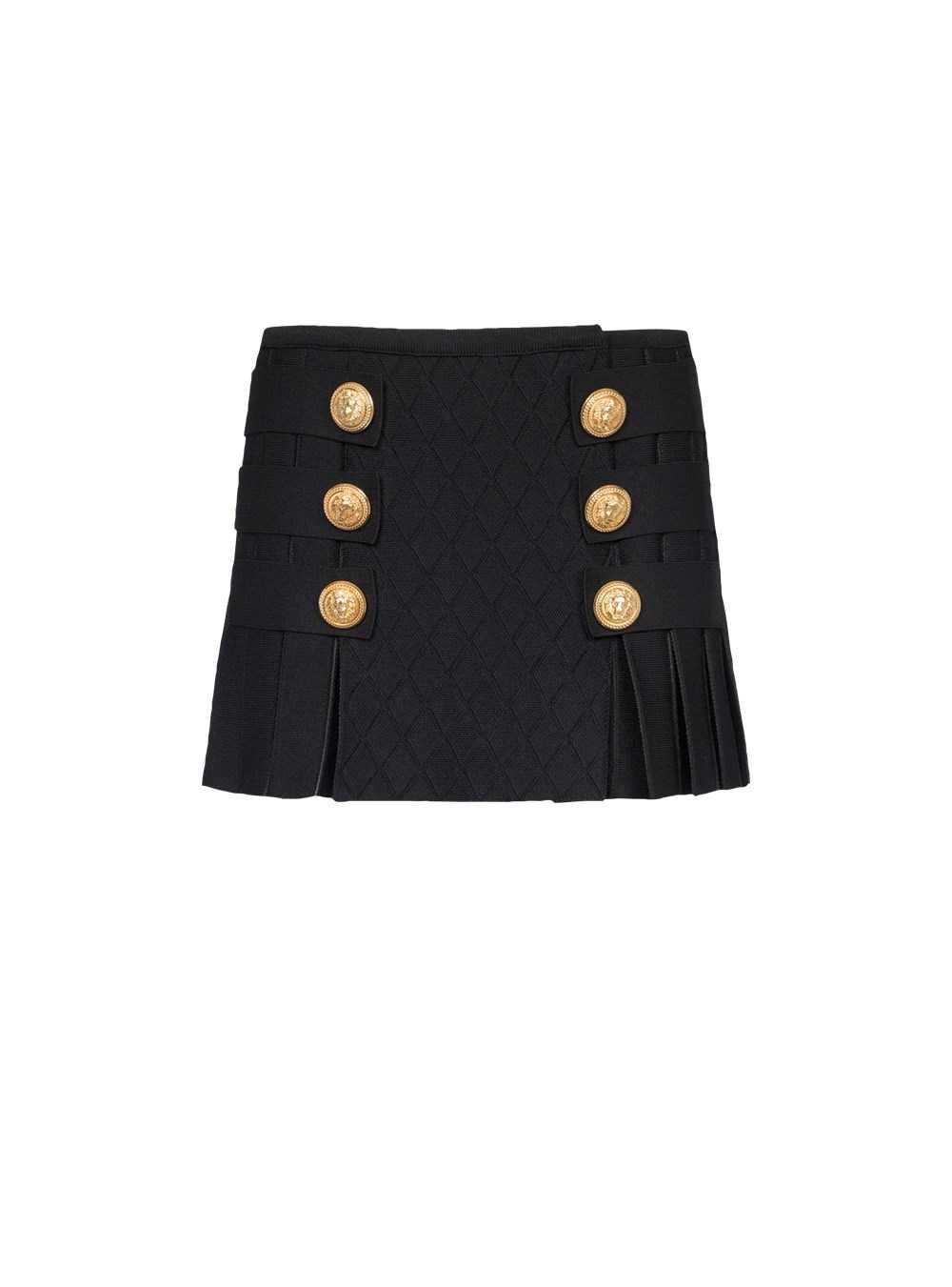 Balmain Knit Pleated Skirt Black | GQACSDR-71