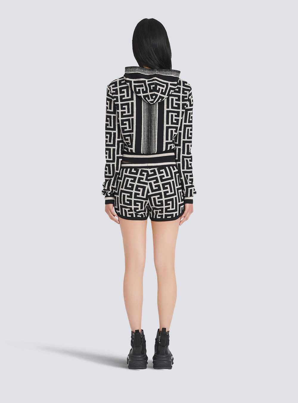 Balmain Knit Shorts With Balmain Monogram Black | TOLDUIP-98