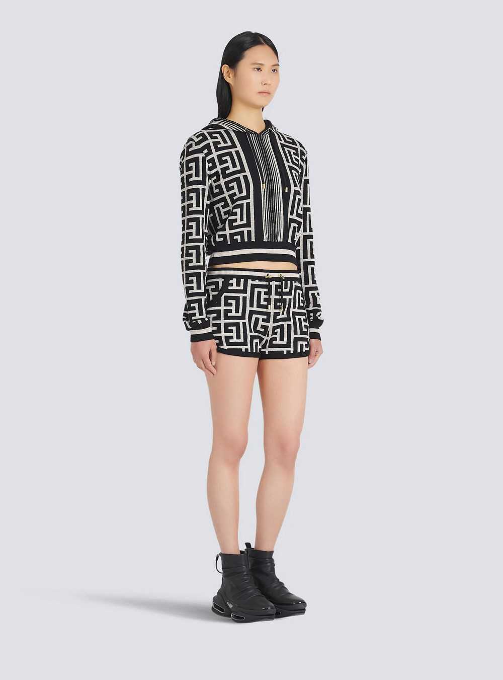 Balmain Knit Shorts With Balmain Monogram Black | TOLDUIP-98