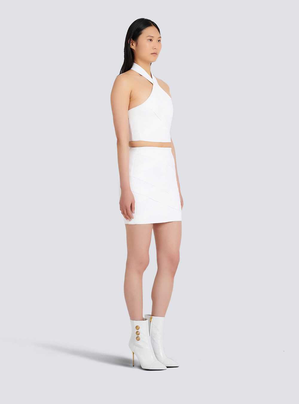 Balmain Knit Sports Bandage Crop Top White | WQZTVRA-62