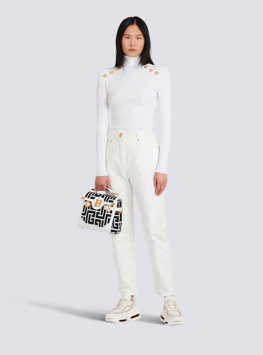 Balmain Knit Sweater With Gold-tone Buttons White | ANSLPIO-02