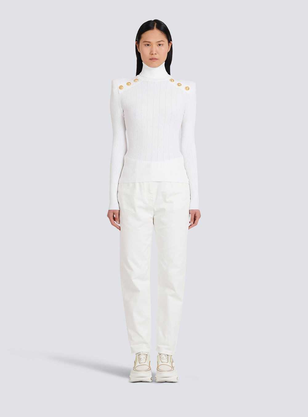 Balmain Knit Sweater With Gold-tone Buttons White | ANSLPIO-02