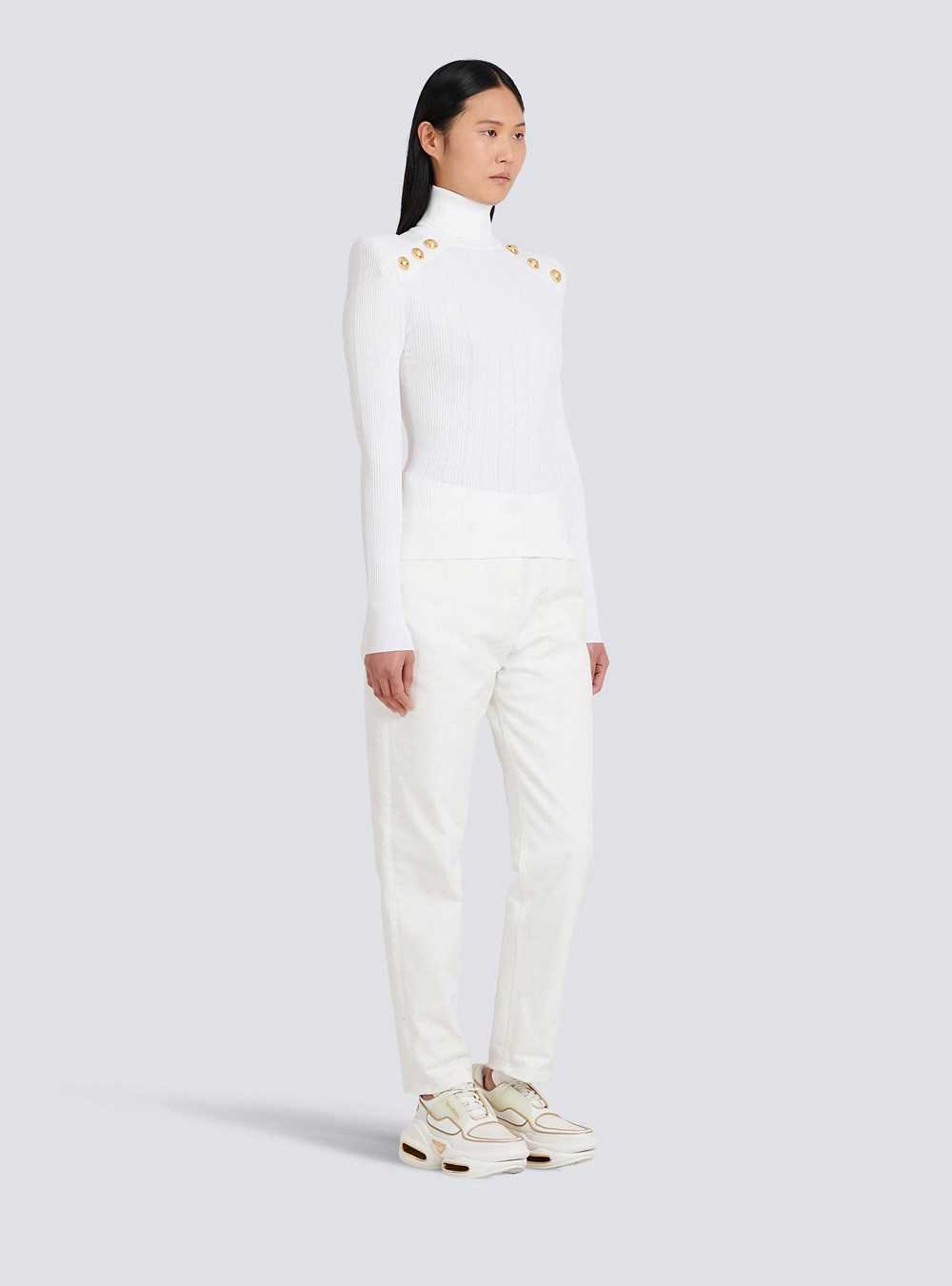 Balmain Knit Sweater With Gold-tone Buttons White | ANSLPIO-02