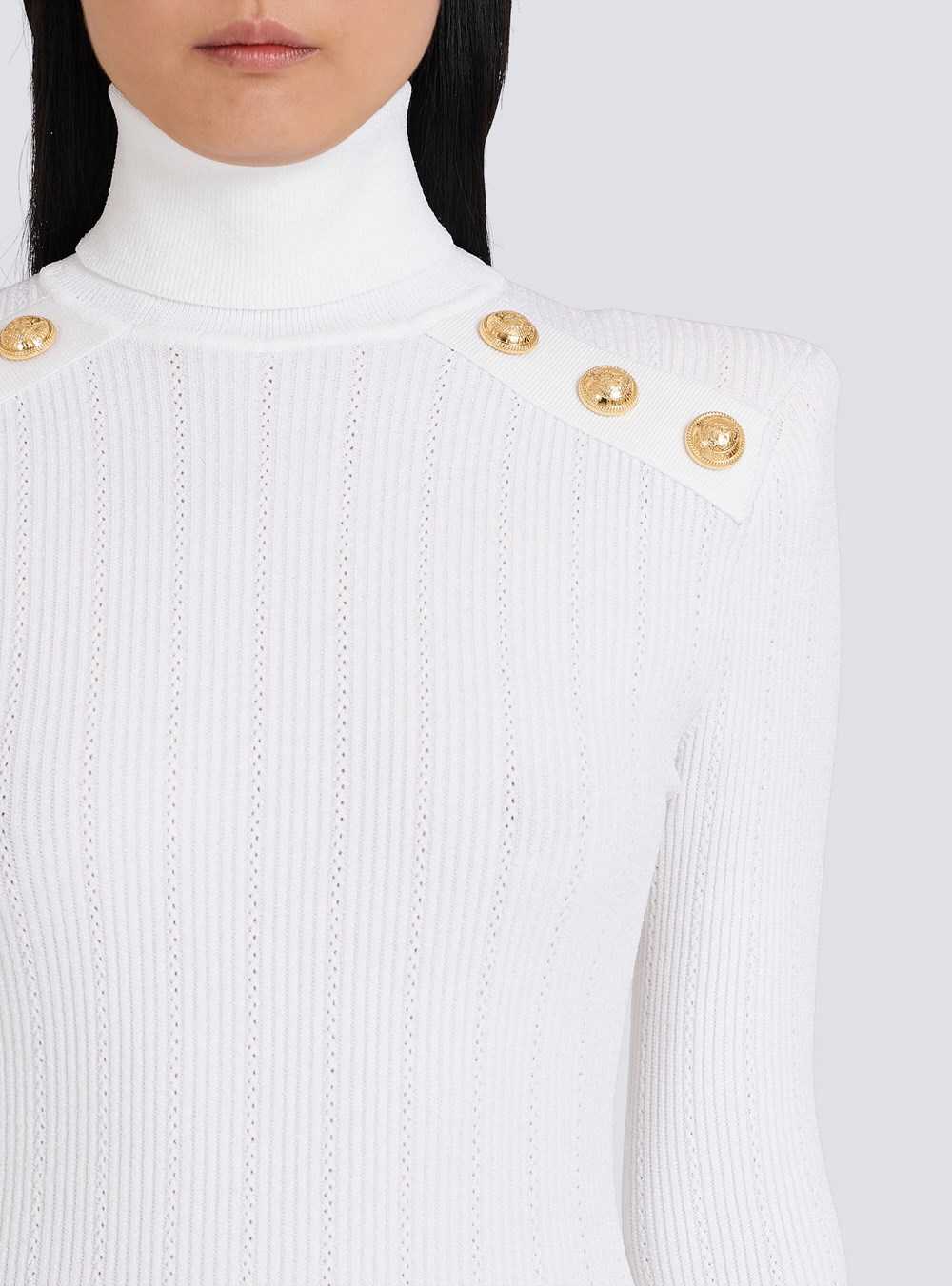 Balmain Knit Sweater With Gold-tone Buttons White | ANSLPIO-02