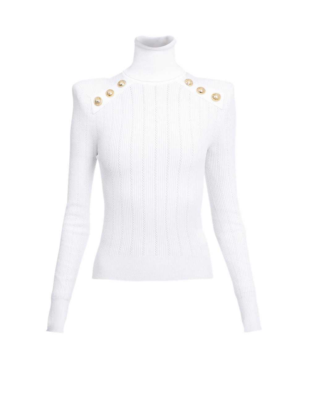 Balmain Knit Sweater With Gold-tone Buttons White | ANSLPIO-02