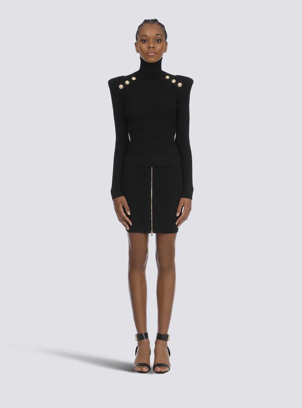 Balmain Knit Sweater With Gold-tone Buttons Black | NFDVURO-57