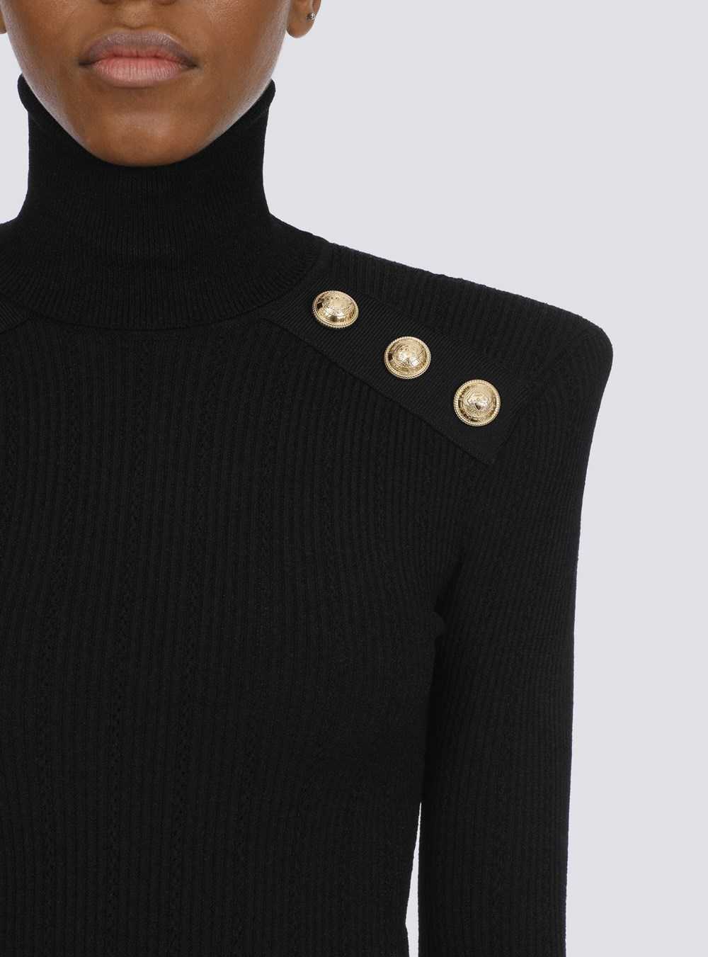 Balmain Knit Sweater With Gold-tone Buttons Black | NFDVURO-57