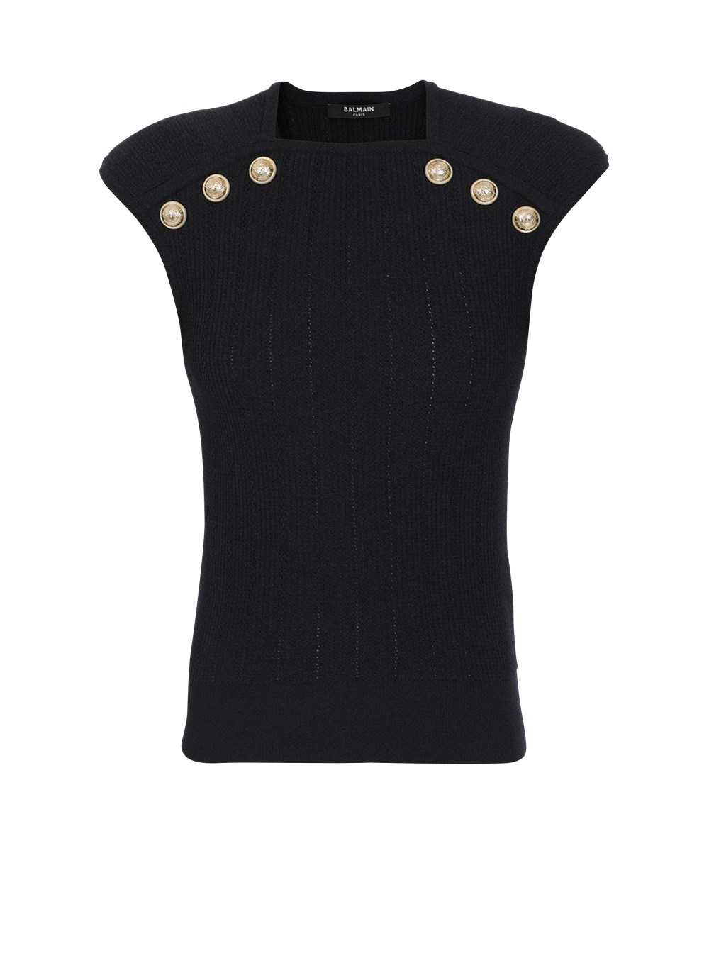 Balmain Knit Top With Gold-tone Buttons Black | OTZGLWV-68