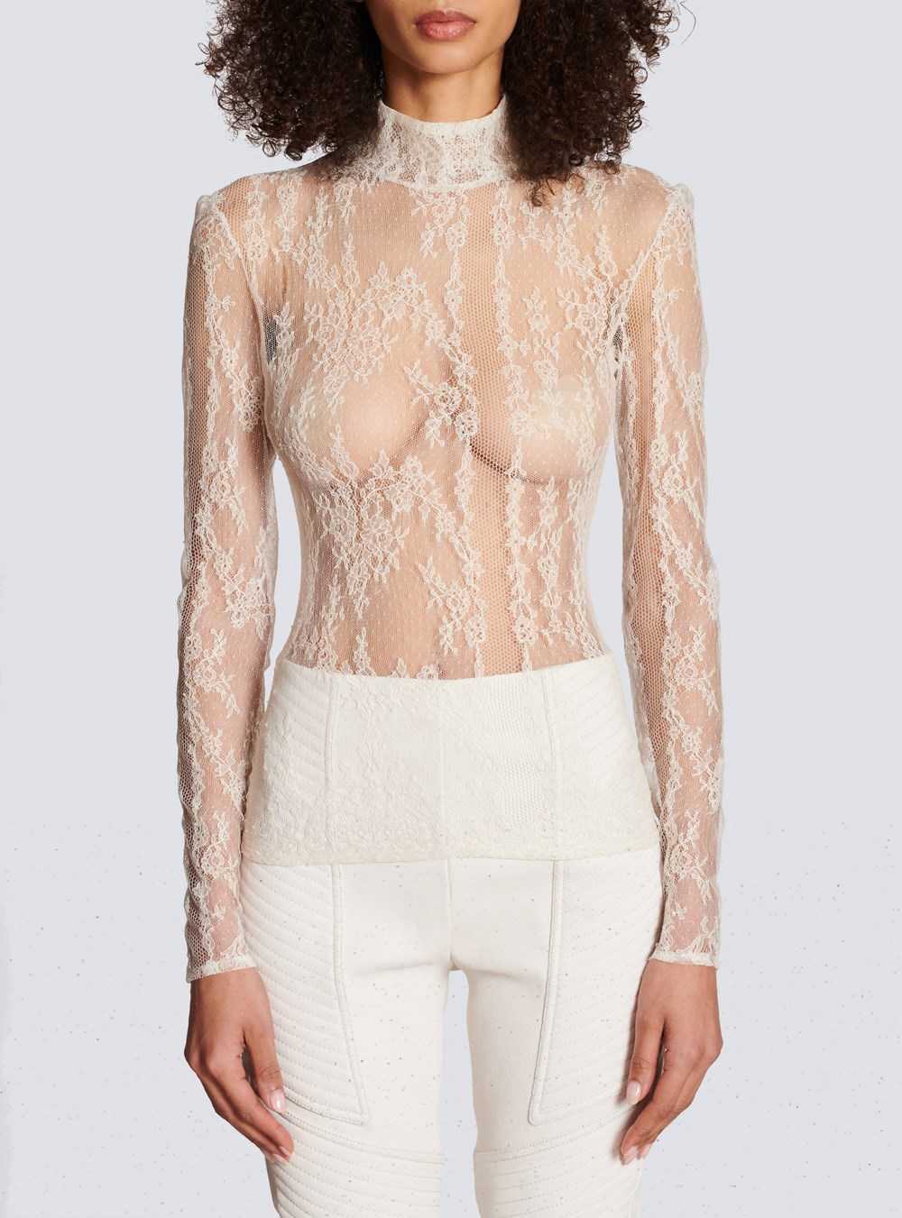 Balmain Lace Top White | BXNSWAC-29