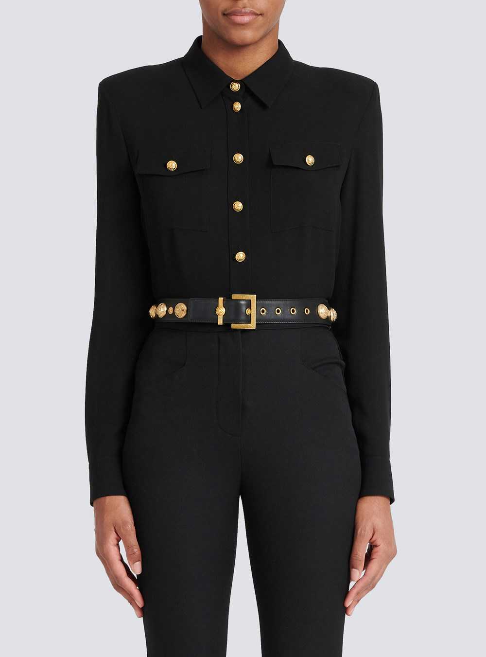 Balmain Leather And Gold-tone Coin Belt Belt Black | GSRLVDZ-71