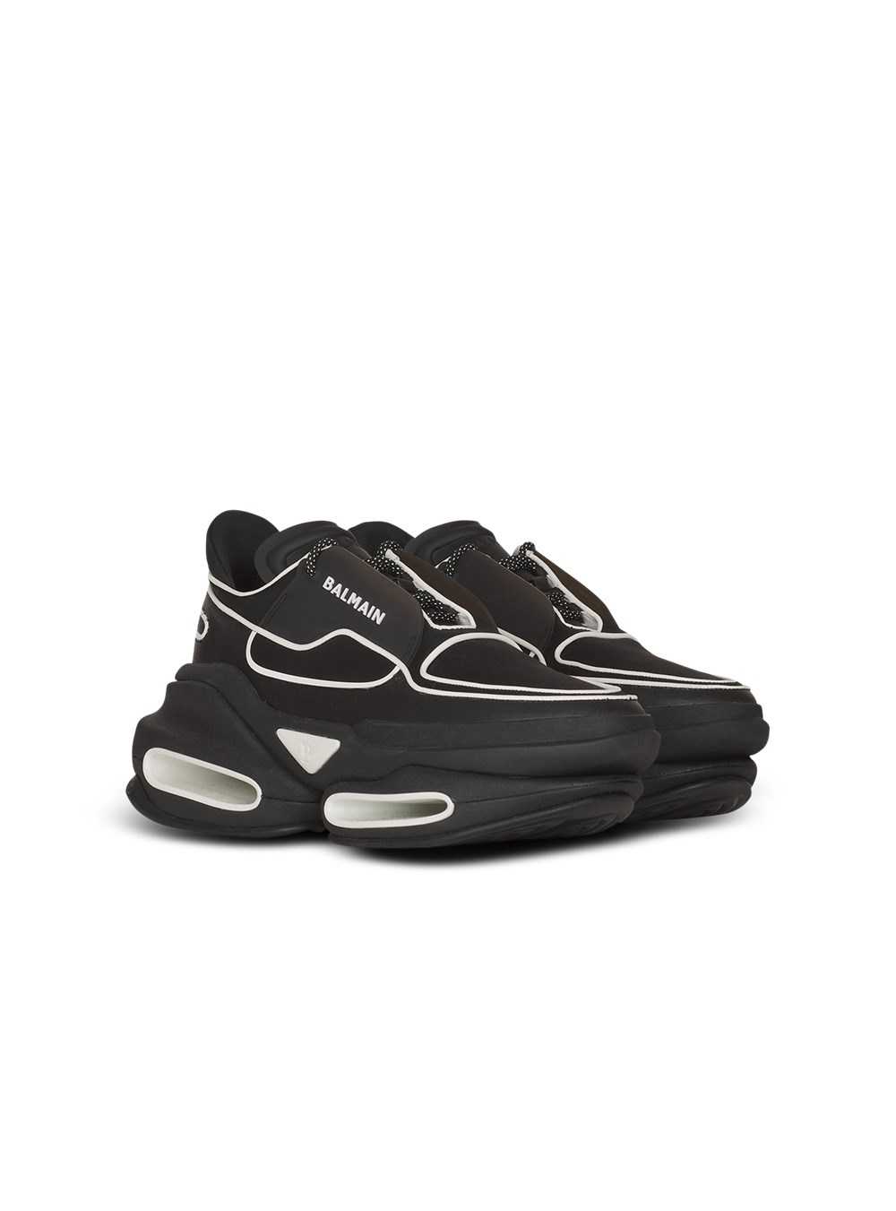 Balmain Leather And Neoprene B-bold Low-top Sneakers Black | ERNACQD-61