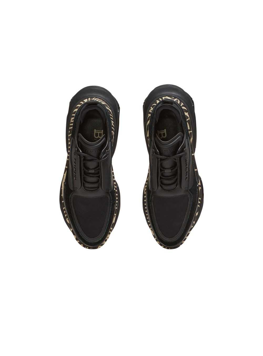 Balmain Leather And Suede B-bold Low-top Trainers With Monogram Print Black | TEDSBMJ-36