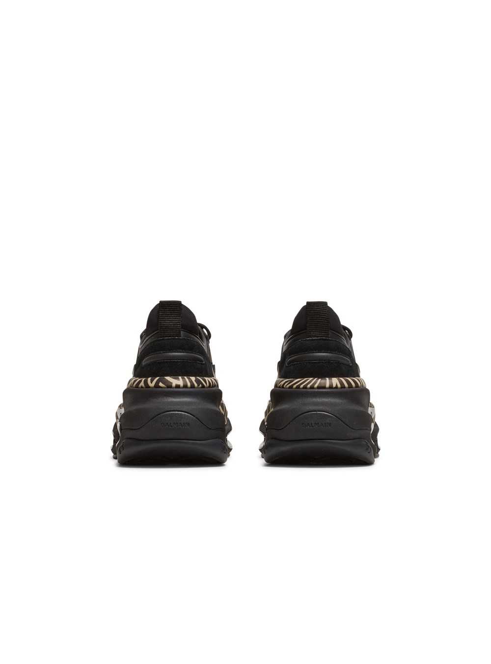 Balmain Leather And Suede B-bold Low-top Trainers With Monogram Print Black | TEDSBMJ-36