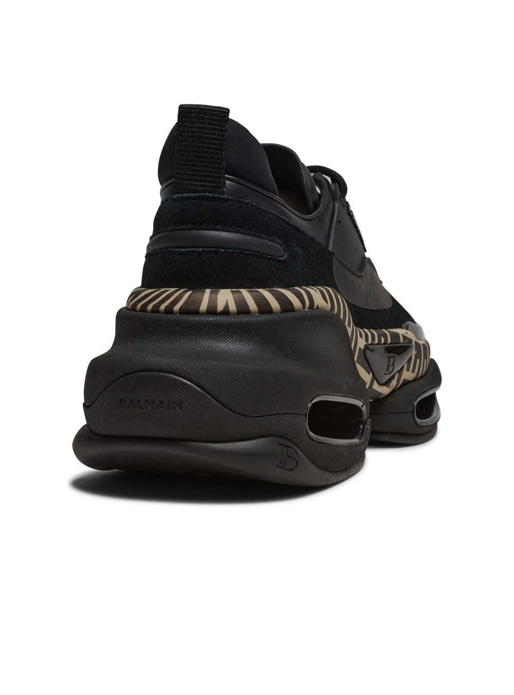 Balmain Leather And Suede B-bold Low-top Trainers With Monogram Print Black | TEDSBMJ-36