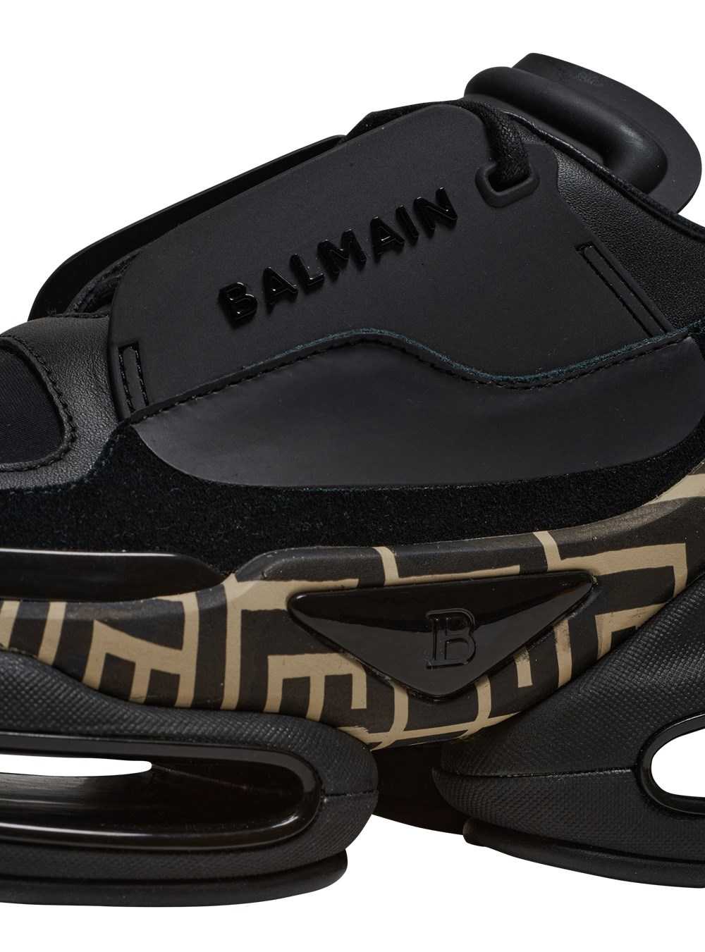 Balmain Leather And Suede B-bold Low-top Trainers With Monogram Print Black | TEDSBMJ-36