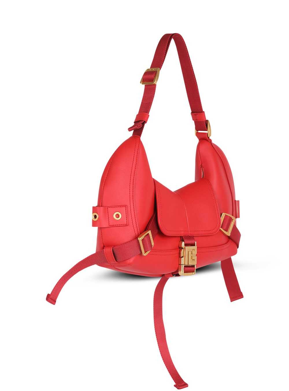 Balmain Leather And Suede Major Bag Red | FVLHPSZ-97