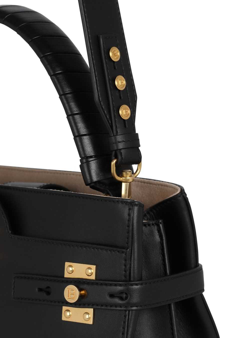 Balmain Leather B-buzz Top Handle Bag Black | EJFGLDQ-63