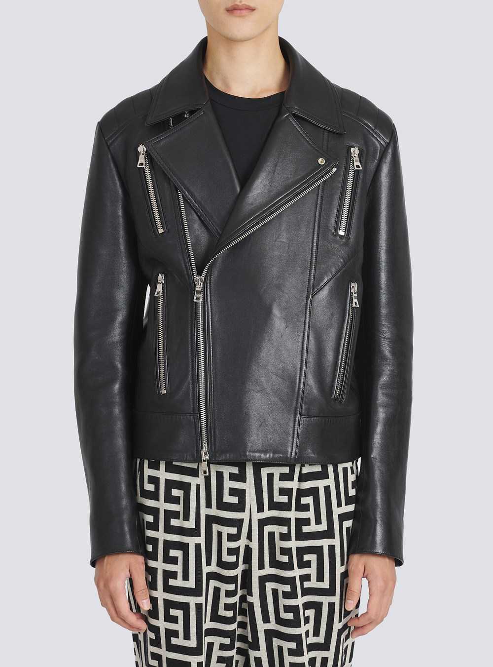 Balmain Leather Biker Jacket Black | KYJTCOV-58