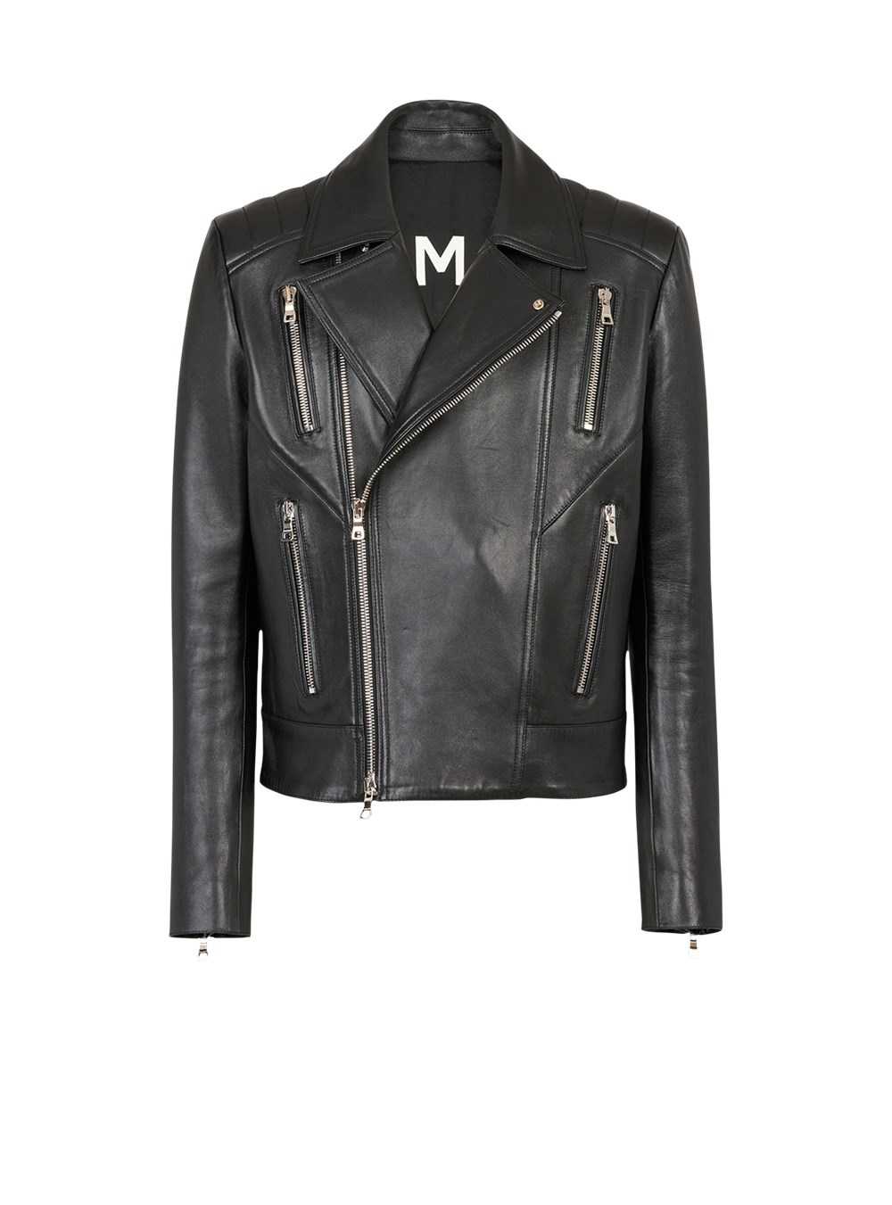 Balmain Leather Biker Jacket Black | KYJTCOV-58