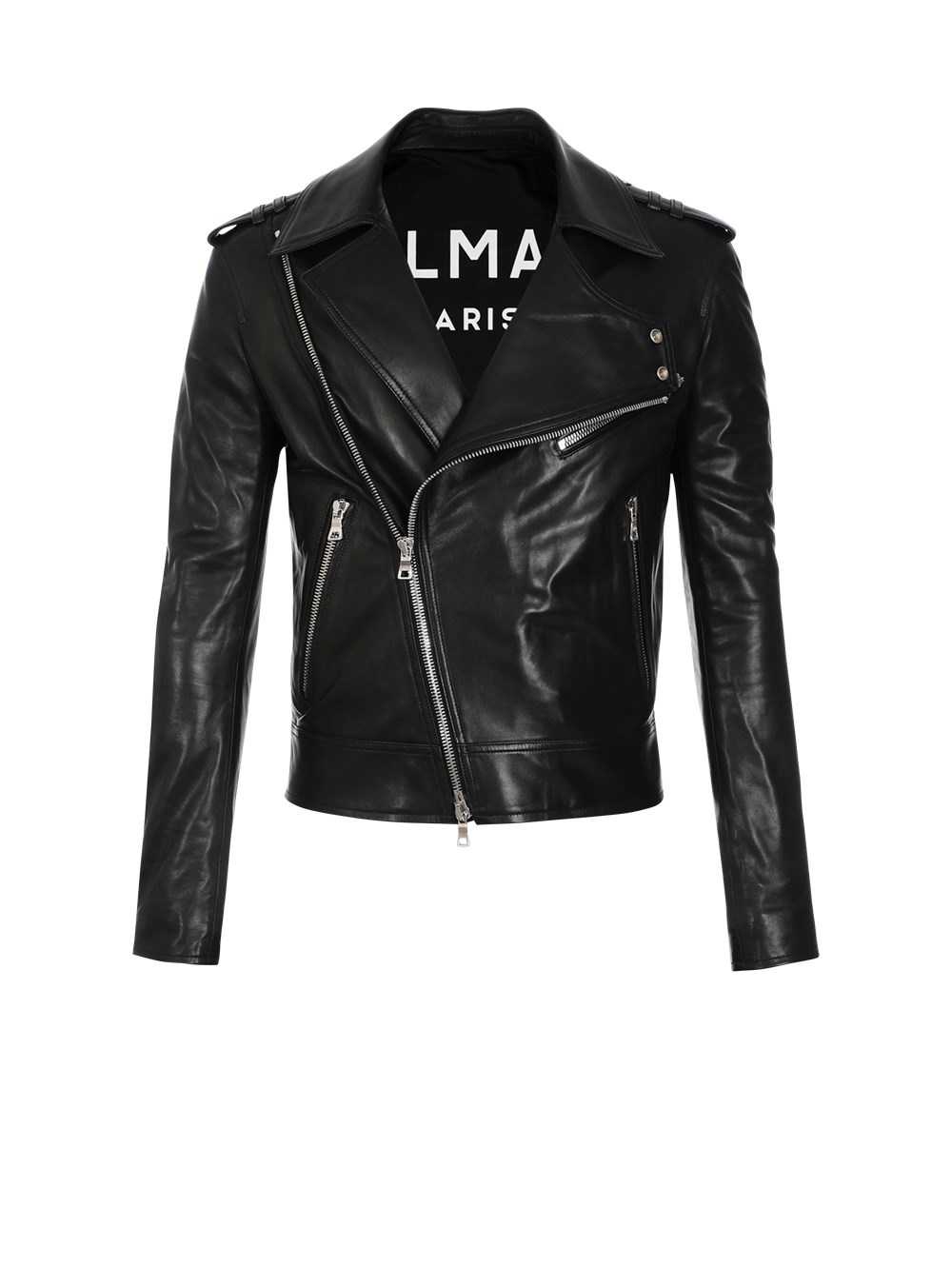 Balmain Leather Biker Jacket Black | TZGNQOC-26