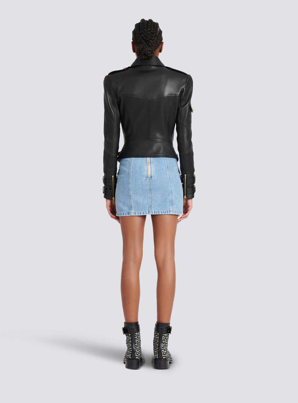 Balmain Leather Biker Jacket Black | YDMLGBE-10