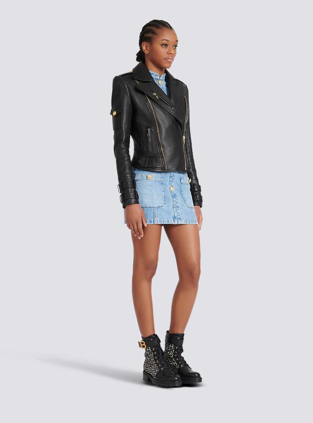 Balmain Leather Biker Jacket Black | YDMLGBE-10