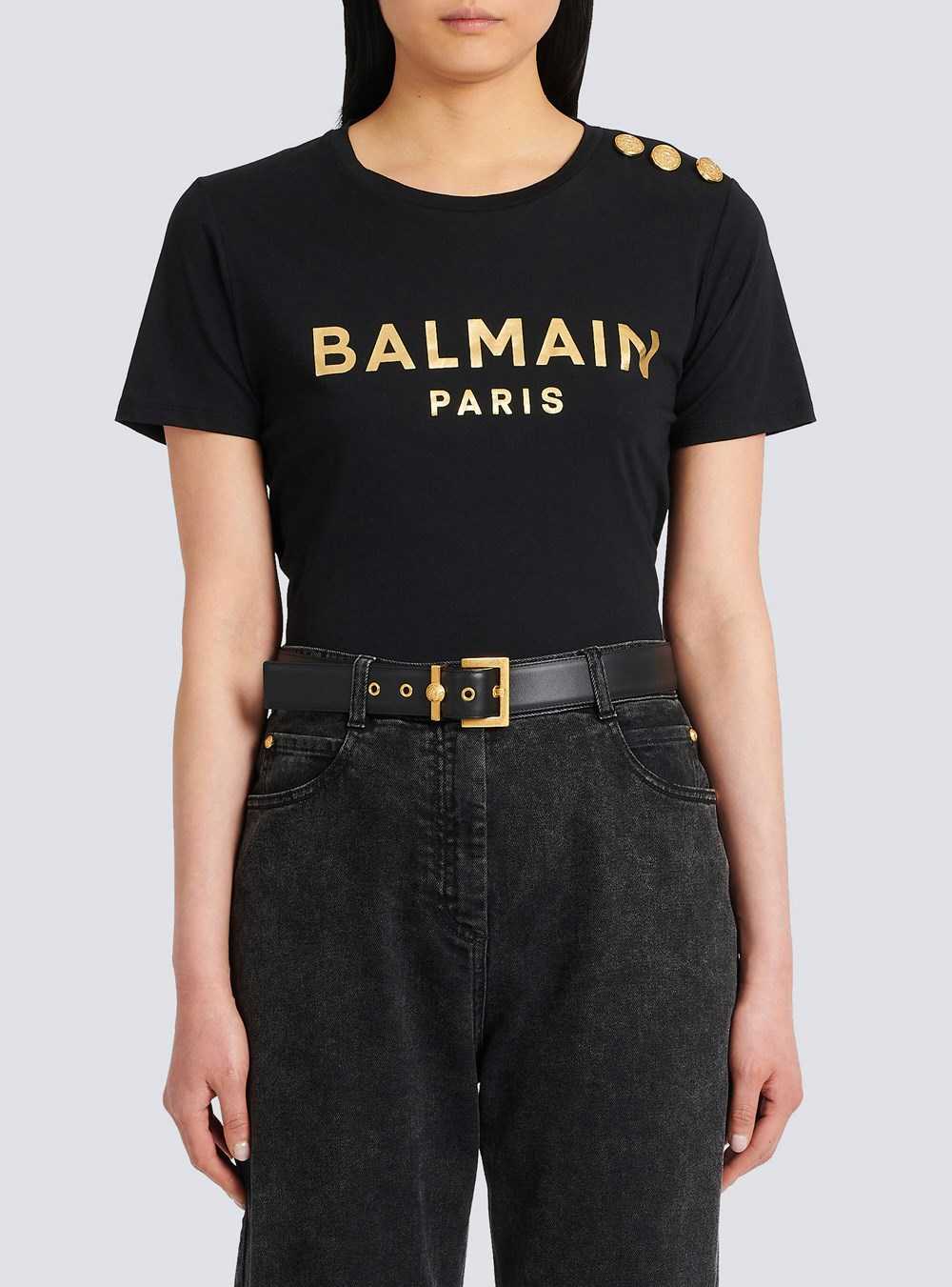 Balmain Leather Coin Belt Belt Black | XUISBVC-16