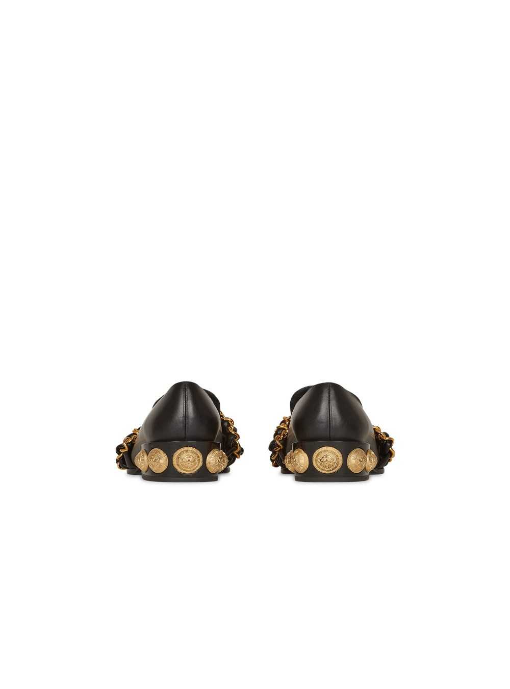 Balmain Leather Coin Loafers With Gold-tone Chains Black | DAMTHYK-89