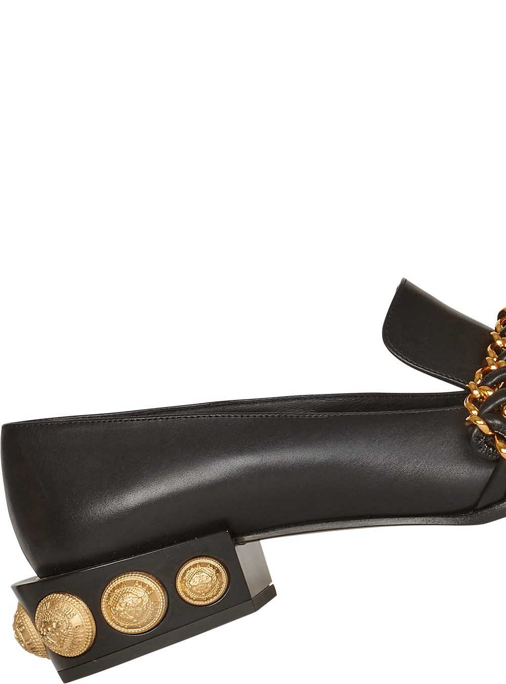 Balmain Leather Coin Loafers With Gold-tone Chains Black | DAMTHYK-89