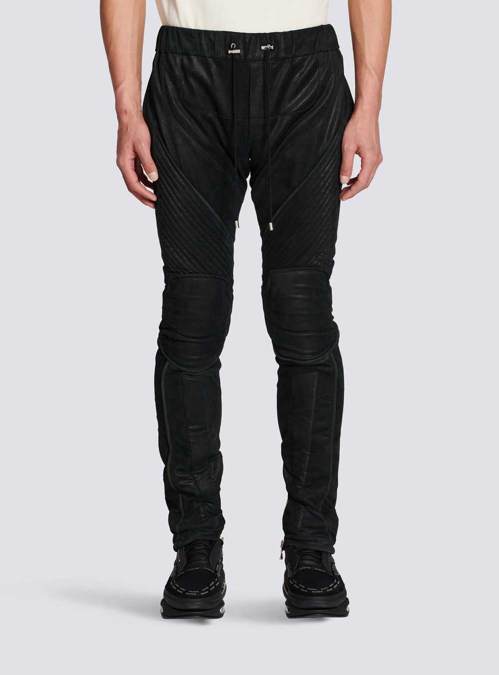 Balmain Leather Jogging Bottoms Black | ASOWJYR-90