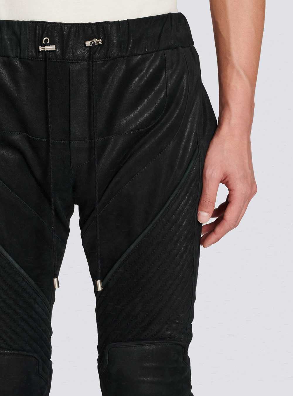 Balmain Leather Jogging Bottoms Black | ASOWJYR-90