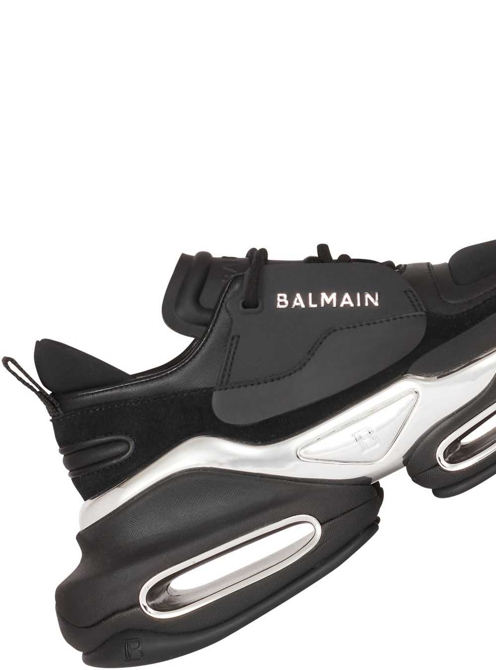 Balmain Leather, Metal And Suede B-bold Low-top Sneakers Black | JDBASOF-09