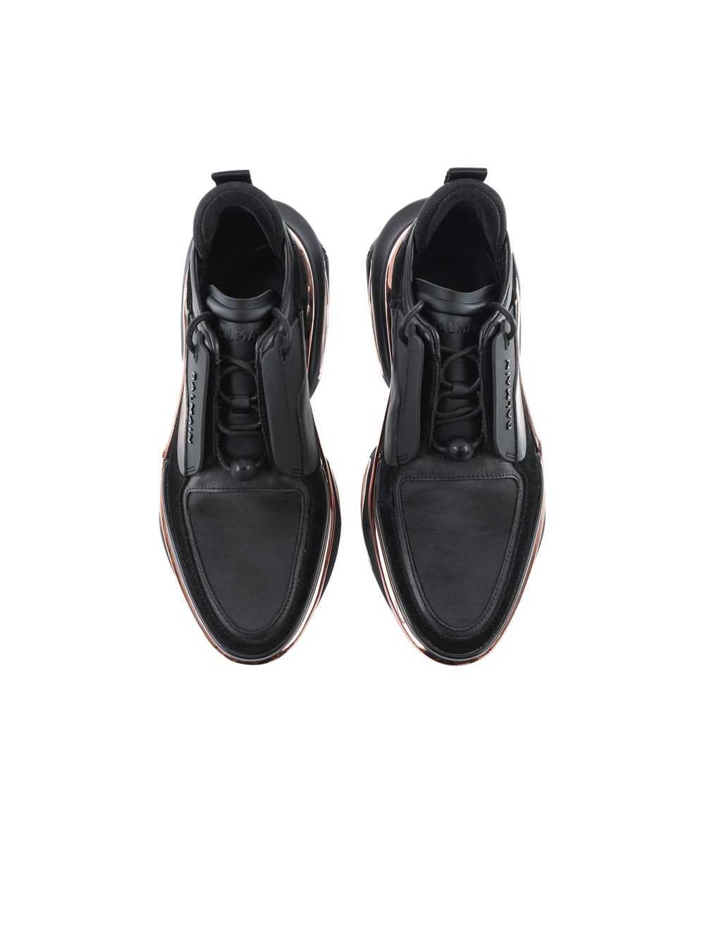 Balmain Leather, Metal And Suede B-bold Low-top Sneakers Black | NOPBSIZ-54