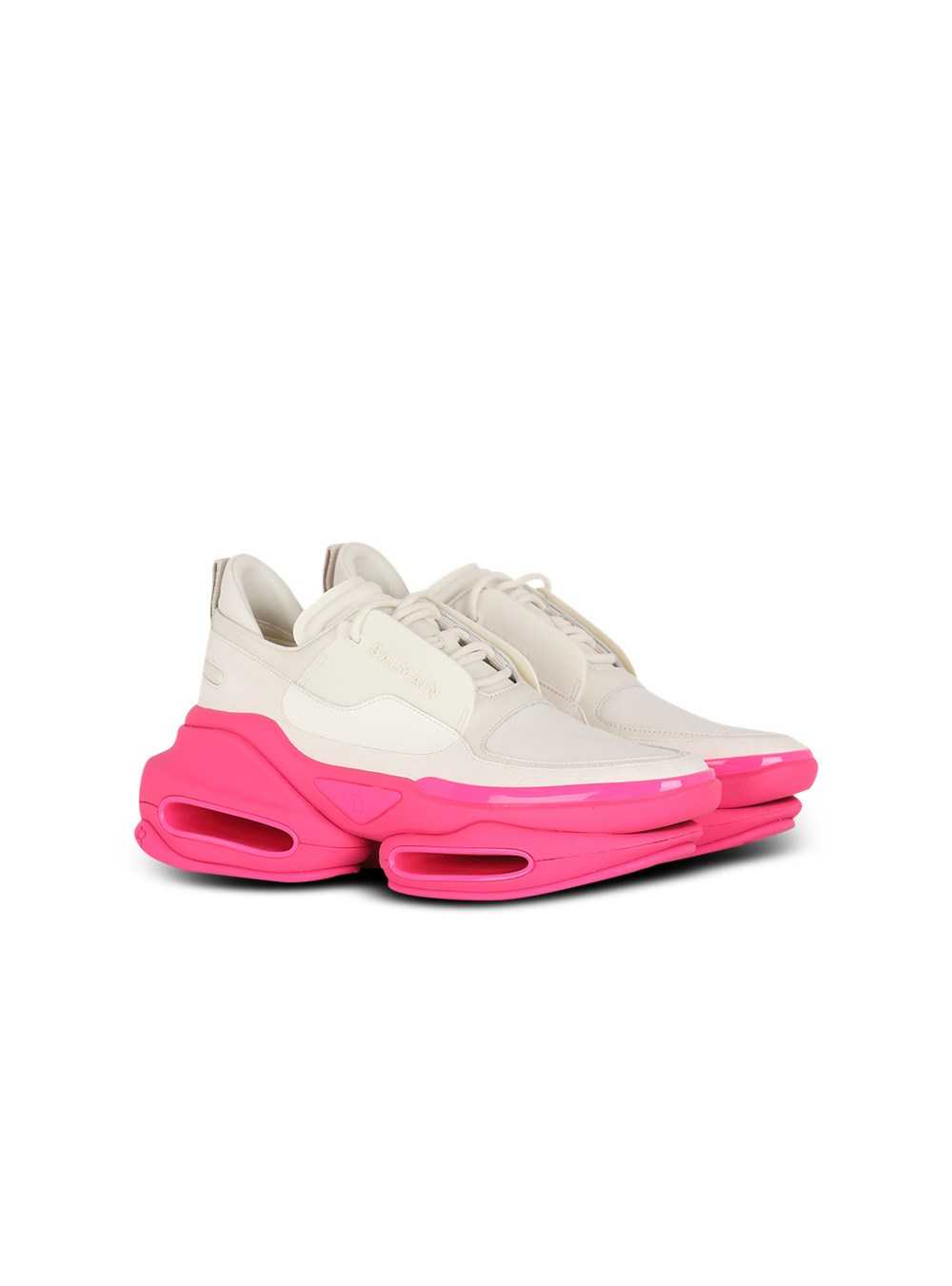 Balmain Leather, Metal And Suede B-bold Low-top Sneakers Pink | TLAXOGK-18