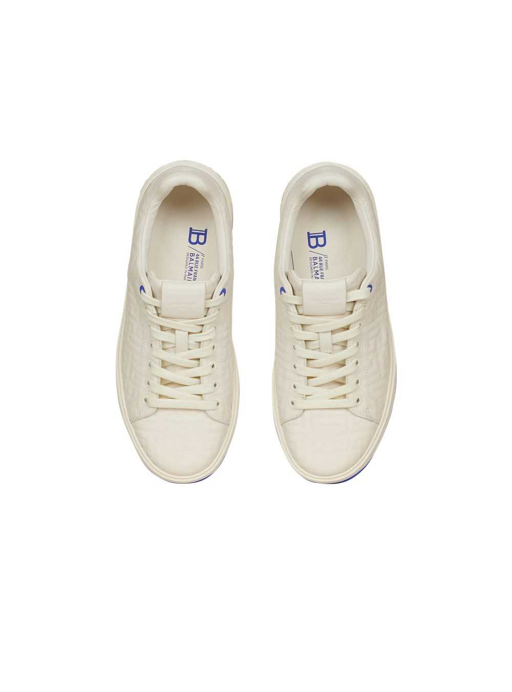 Balmain Leather Monogram-embossed B-court Sneakers White | YTJOKIF-43