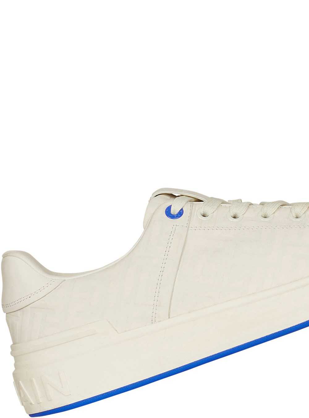 Balmain Leather Monogram-embossed B-court Sneakers White | YTJOKIF-43