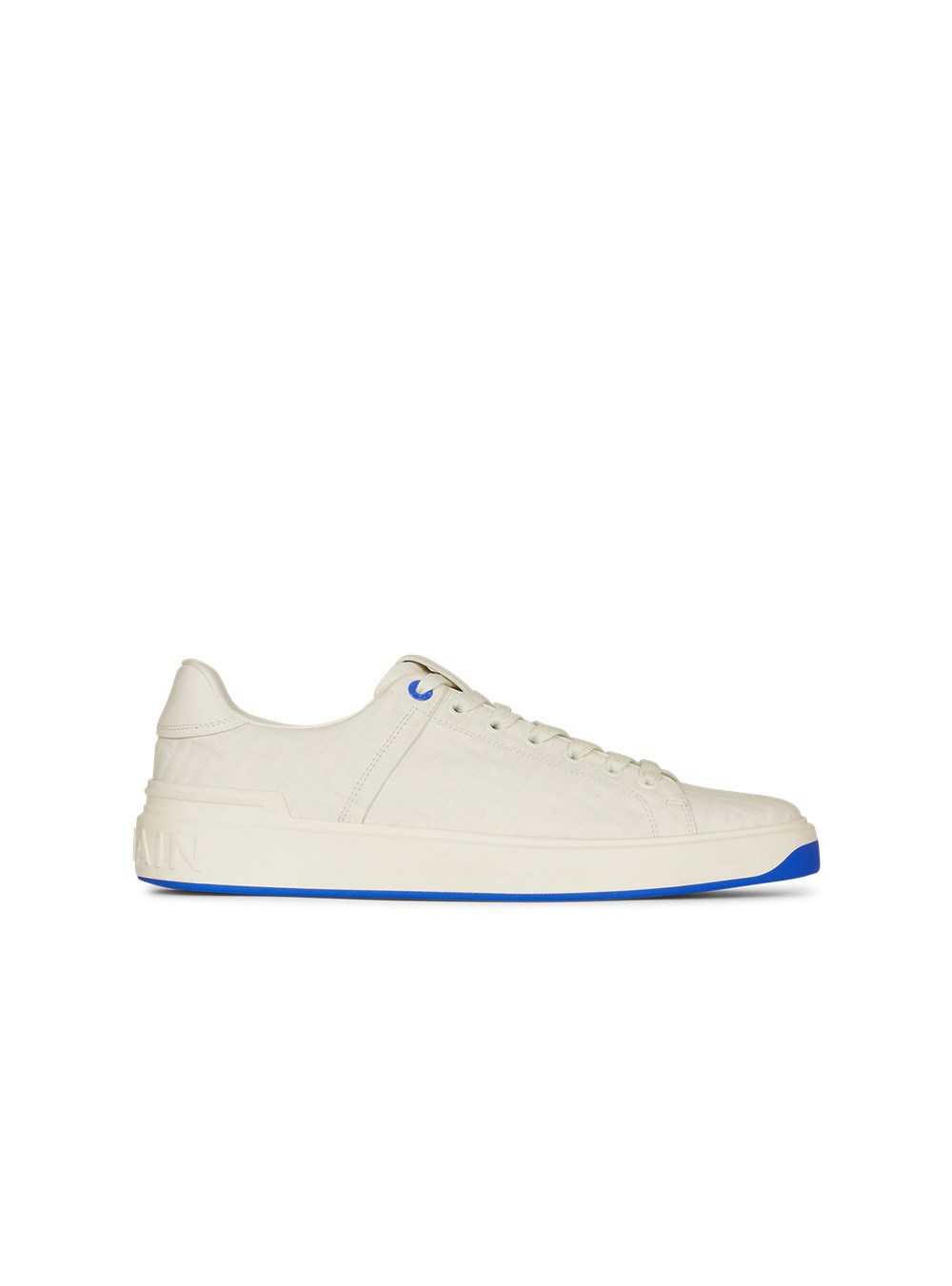 Balmain Leather Monogram-embossed B-court Sneakers White | YTJOKIF-43