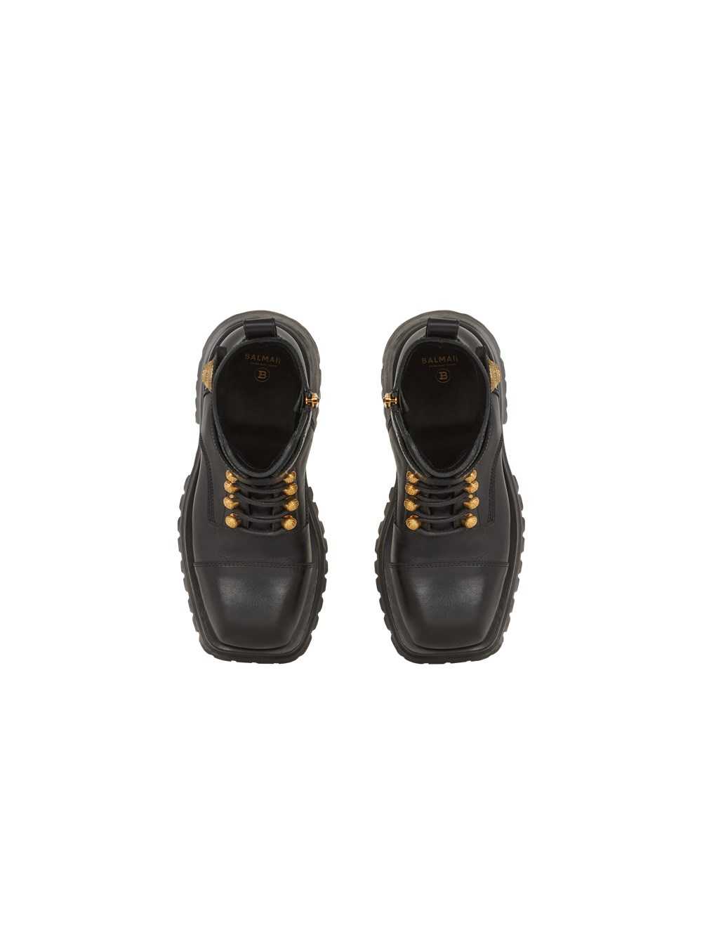 Balmain Leather Ranger Army Ankle Boots Black | XGZFPNY-84